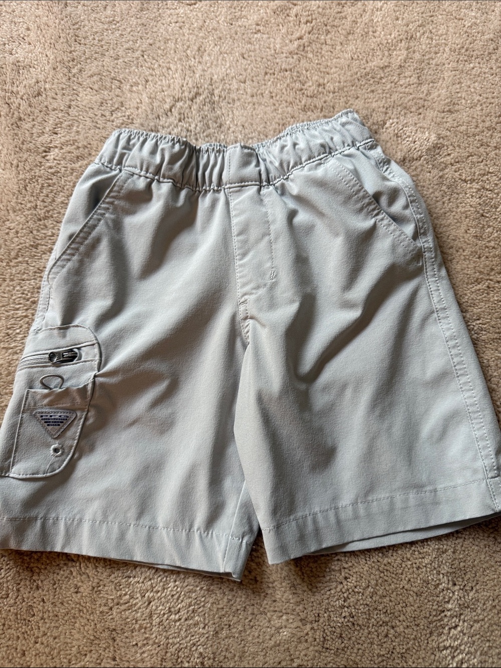 Columbia PFG Light Gray Elastic Waist Shorts